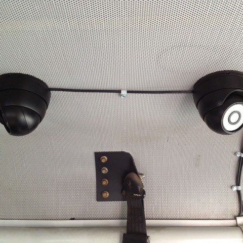 Alternative School Bus Security Camera Shuttle Bus surveillance camera system exposed cables per customer request
